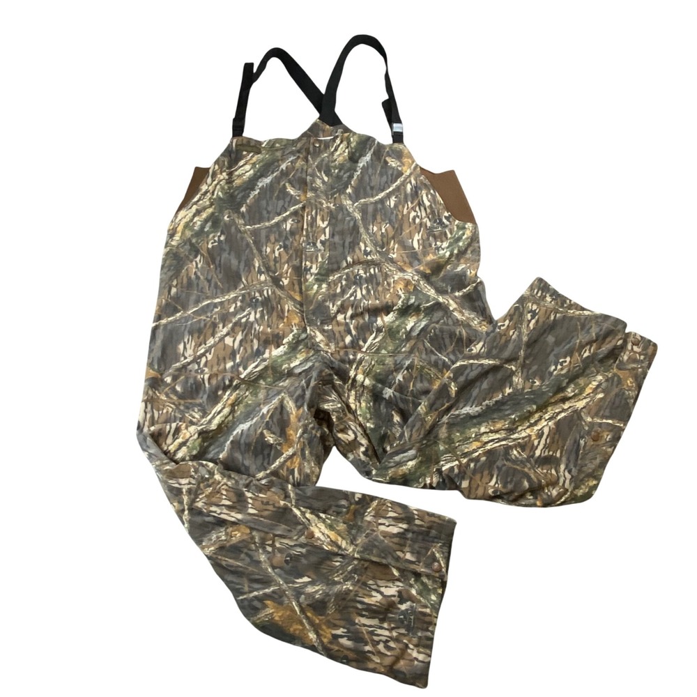 Columbia Mens 3XL Mossy Oak Camo Hunting Bibs Overalls Break Up Fleece Lined